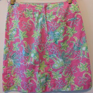 LILLY PULITZER Rock a Hula Monkey Mini Skirt Sz 0